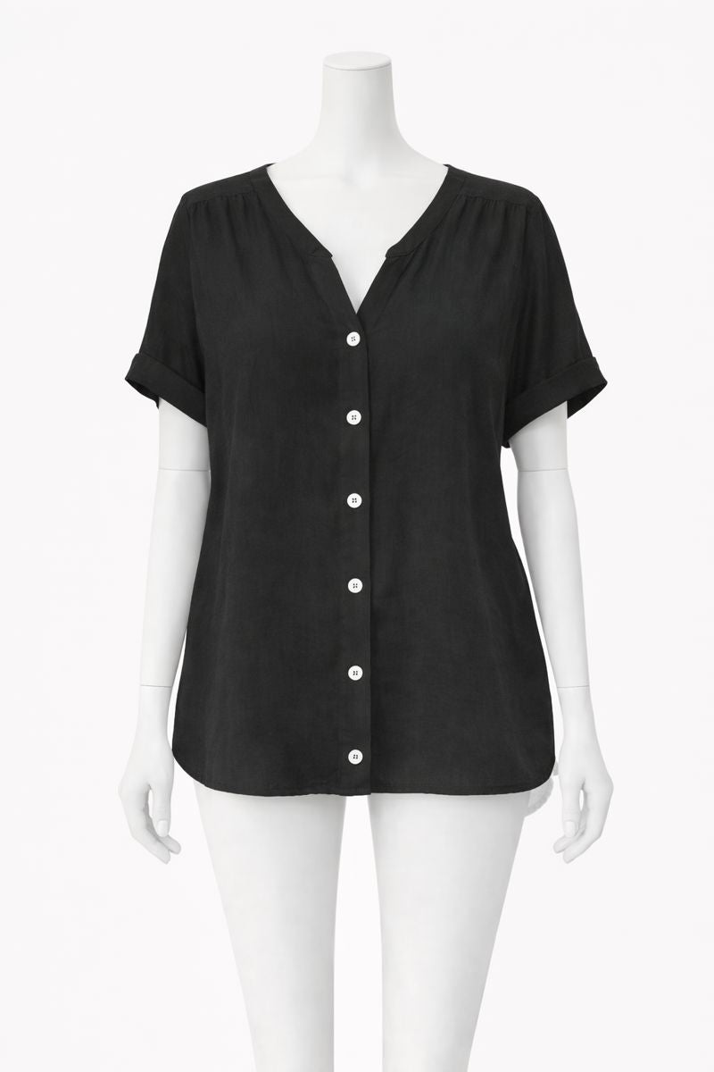 Rosa | Short-Sleeve Textured Button Blouse