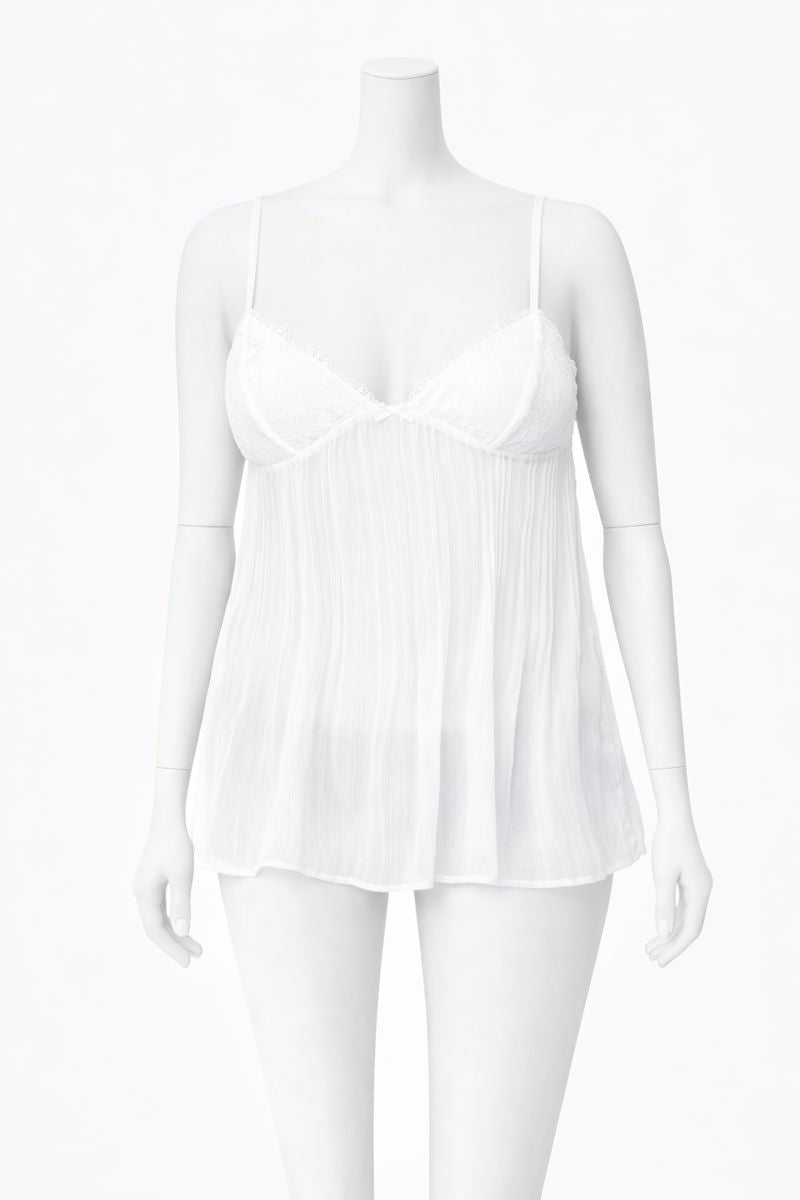 Pleated Lace-Trim Cami Top