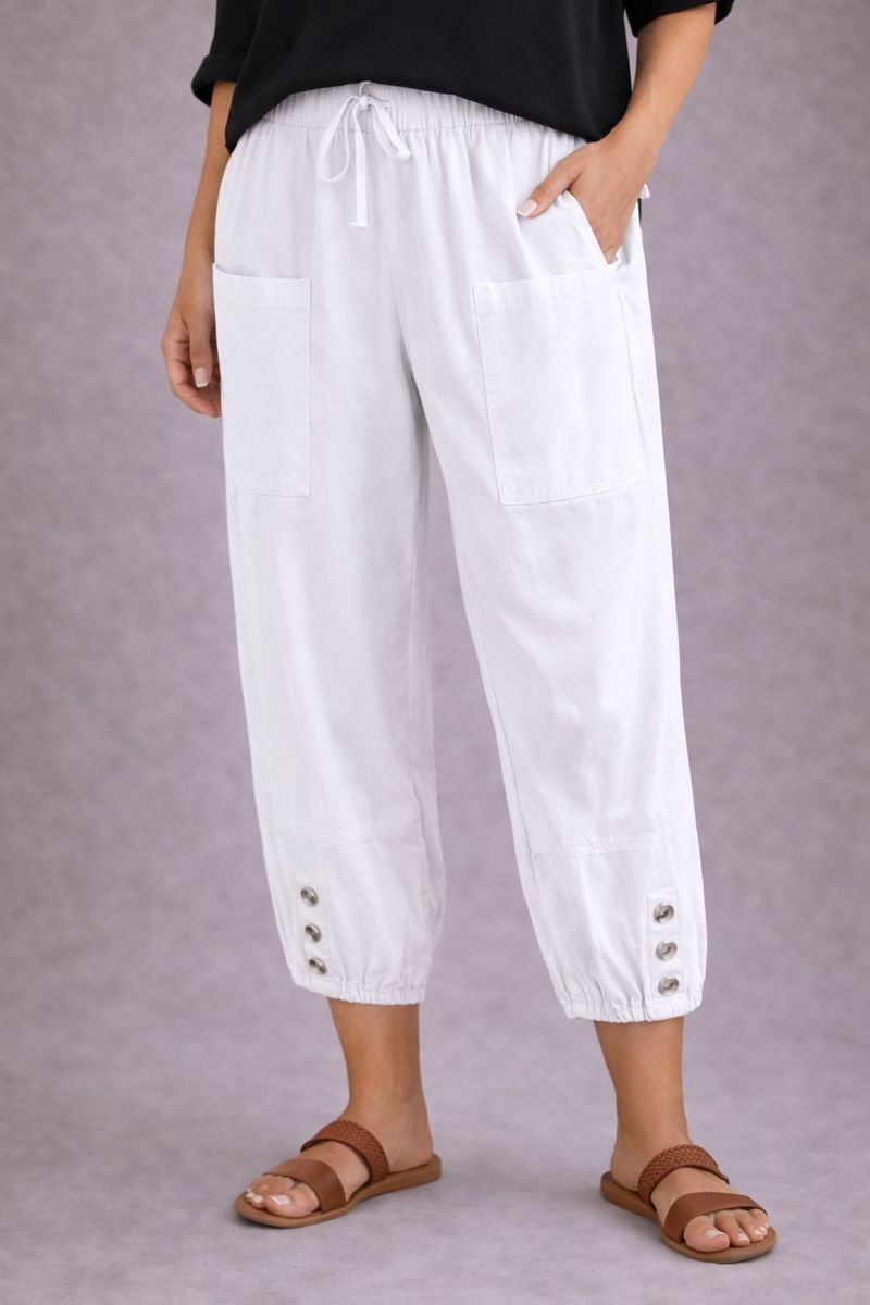 Button Hem Casual Pants