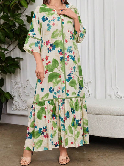 Leah™ | Floral Print Ruffle Dress