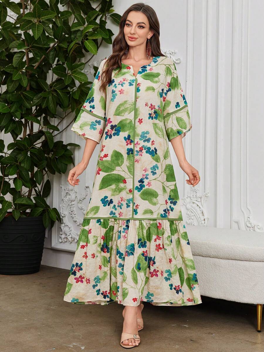 Leah™ | Floral Print Ruffle Dress