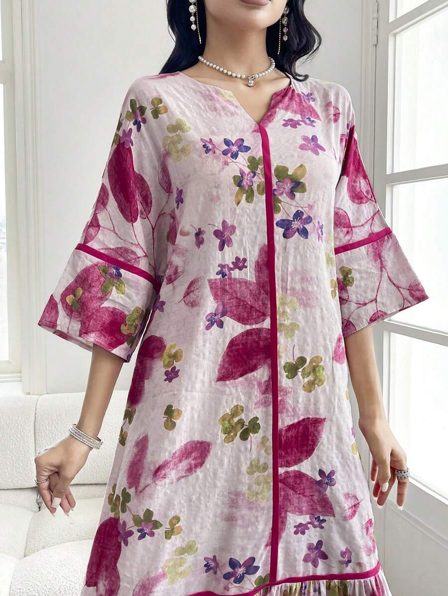 Leah™ | Floral Print Ruffle Dress