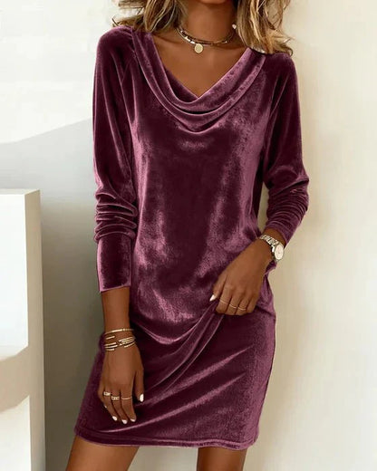 Frosina | Velvet Drape Dress