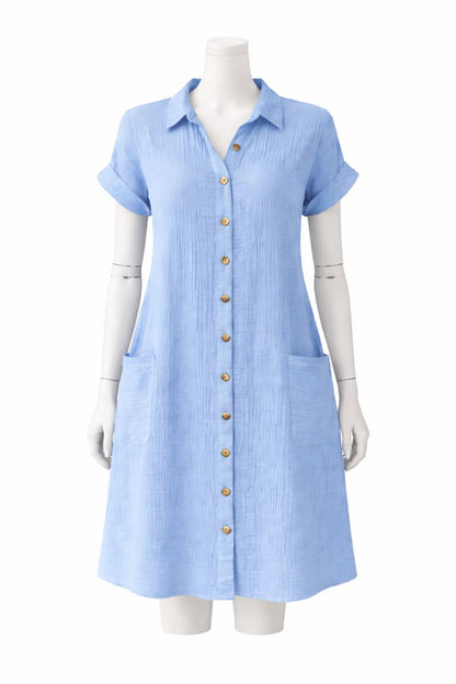 Sara | Button-Front Relaxed Shirt Dress