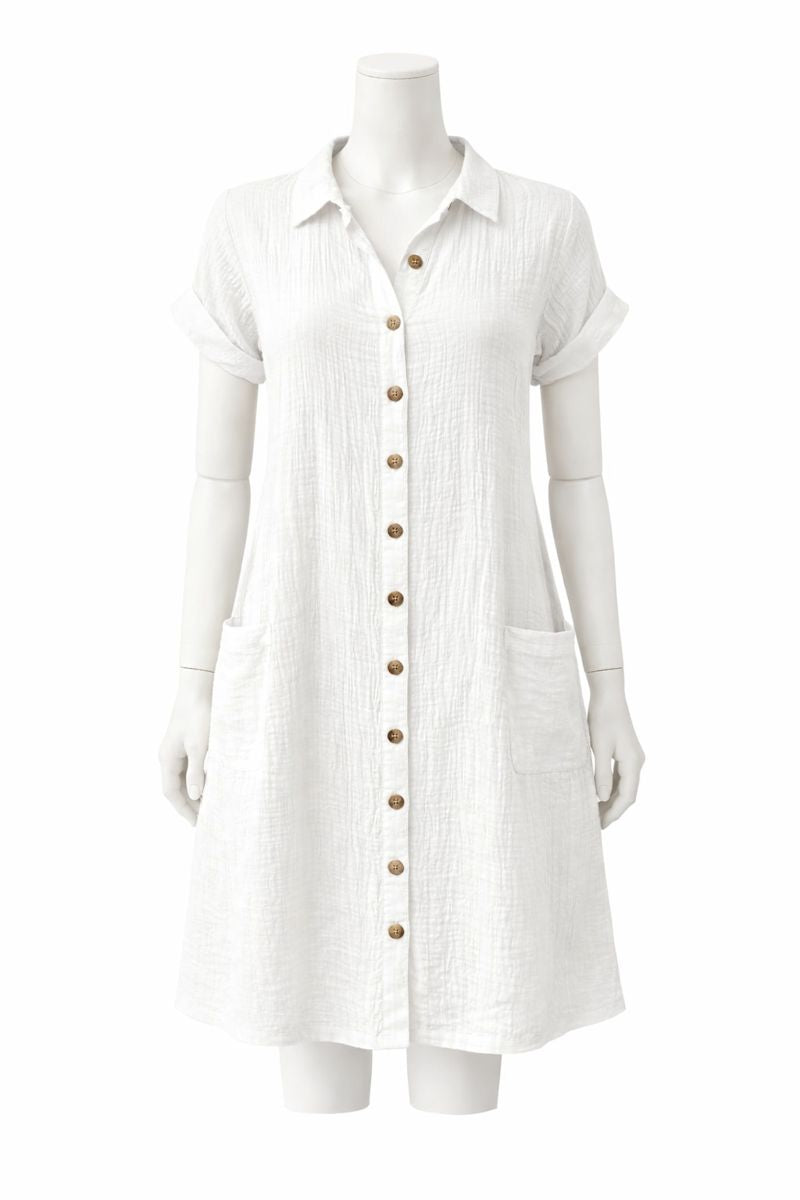 Sara | Button-Front Relaxed Shirt Dress