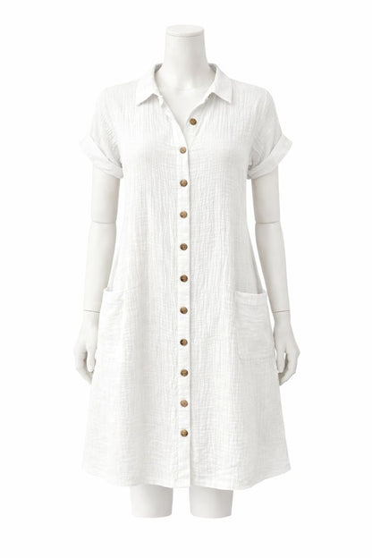 Sara | Button-Front Relaxed Shirt Dress