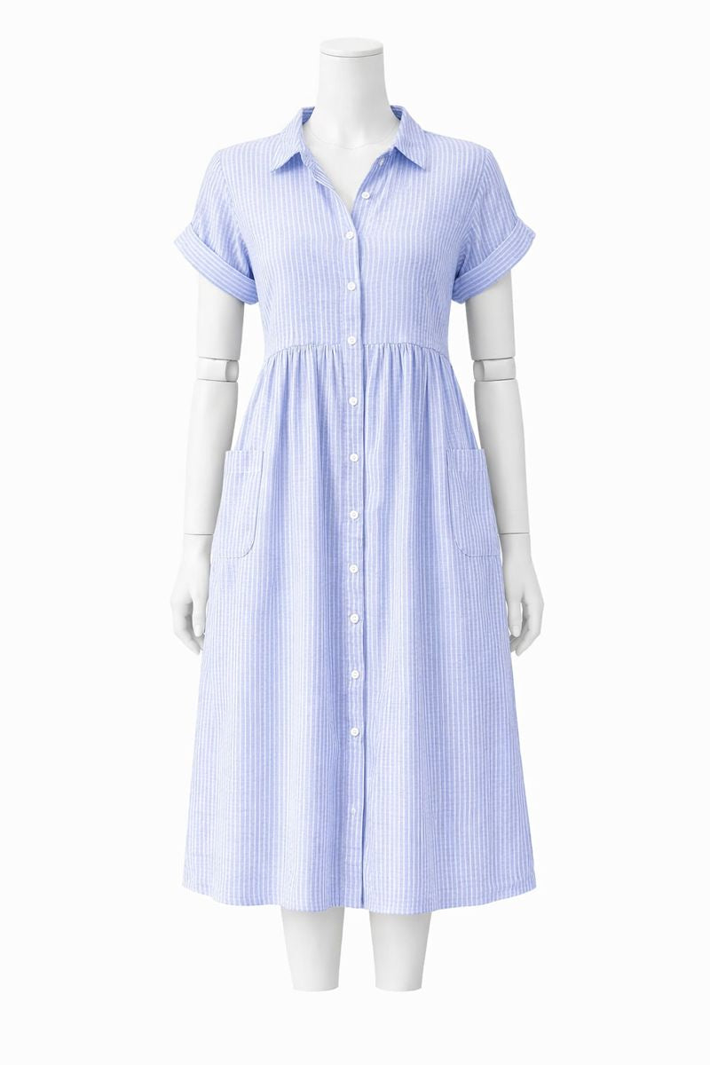 Jennifer | Striped Button-Down Midi Dress