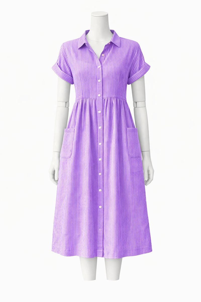 Jennifer | Striped Button-Down Midi Dress