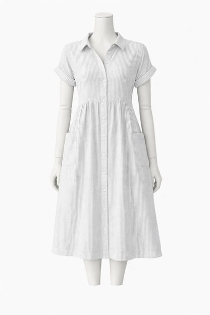 Jennifer | Striped Button-Down Midi Dress