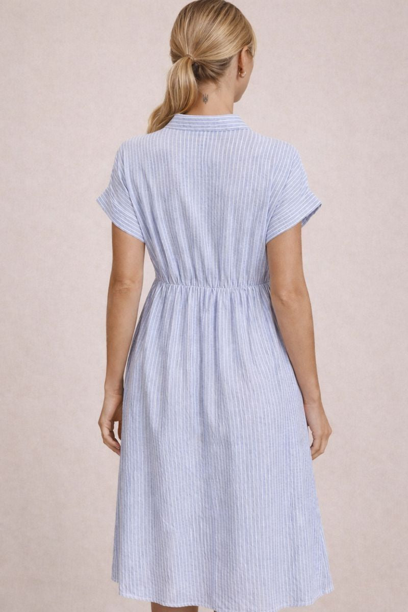 Jennifer | Striped Button-Down Midi Dress