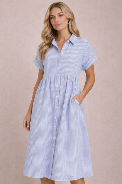 Jennifer | Striped Button-Down Midi Dress