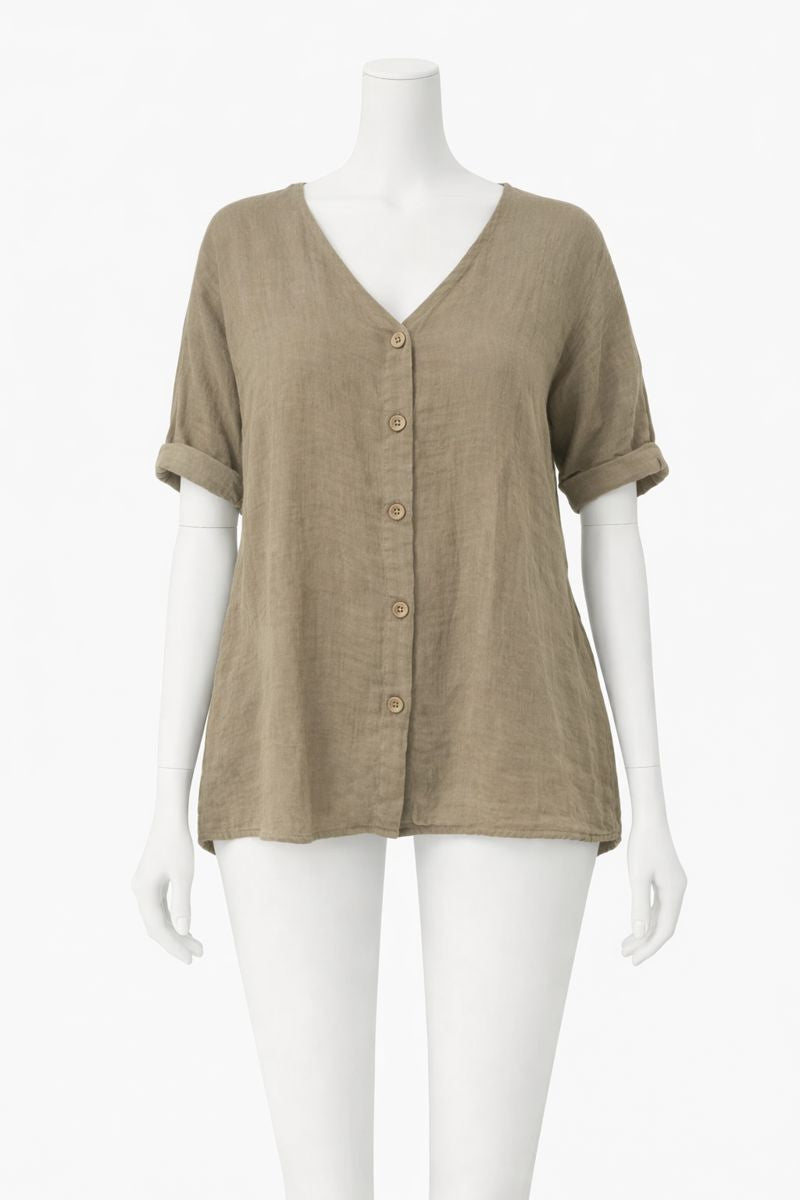 Casual Button-Front Blouse