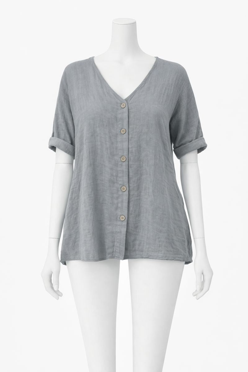 Casual Button-Front Blouse