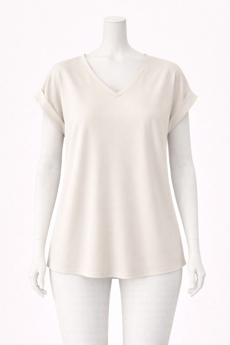 Twist Front Short-Sleeve V-Neck Top