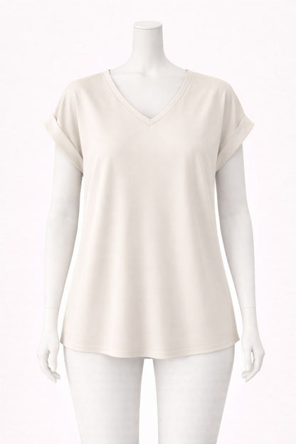 Twist Front Short-Sleeve V-Neck Top