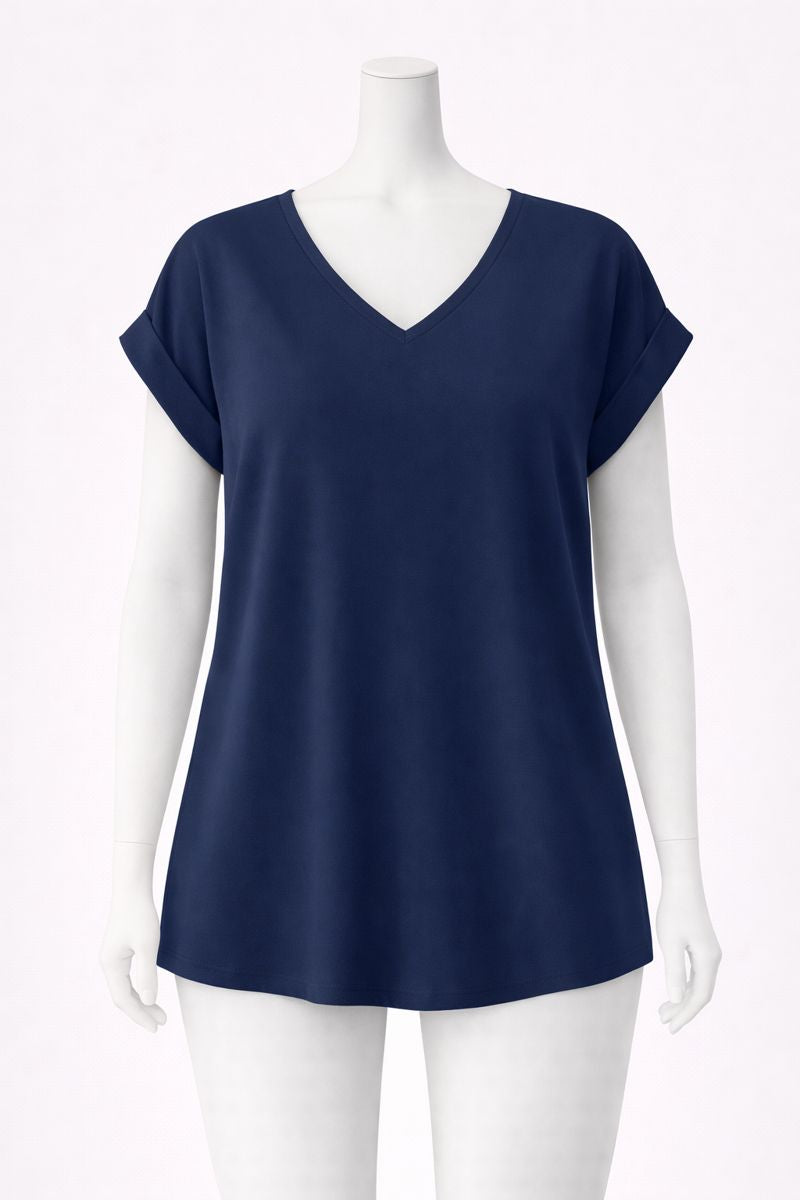 Twist Front Short-Sleeve V-Neck Top