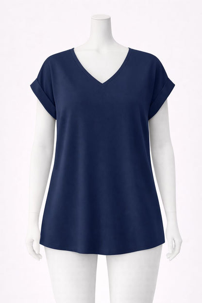 Twist Front Short-Sleeve V-Neck Top