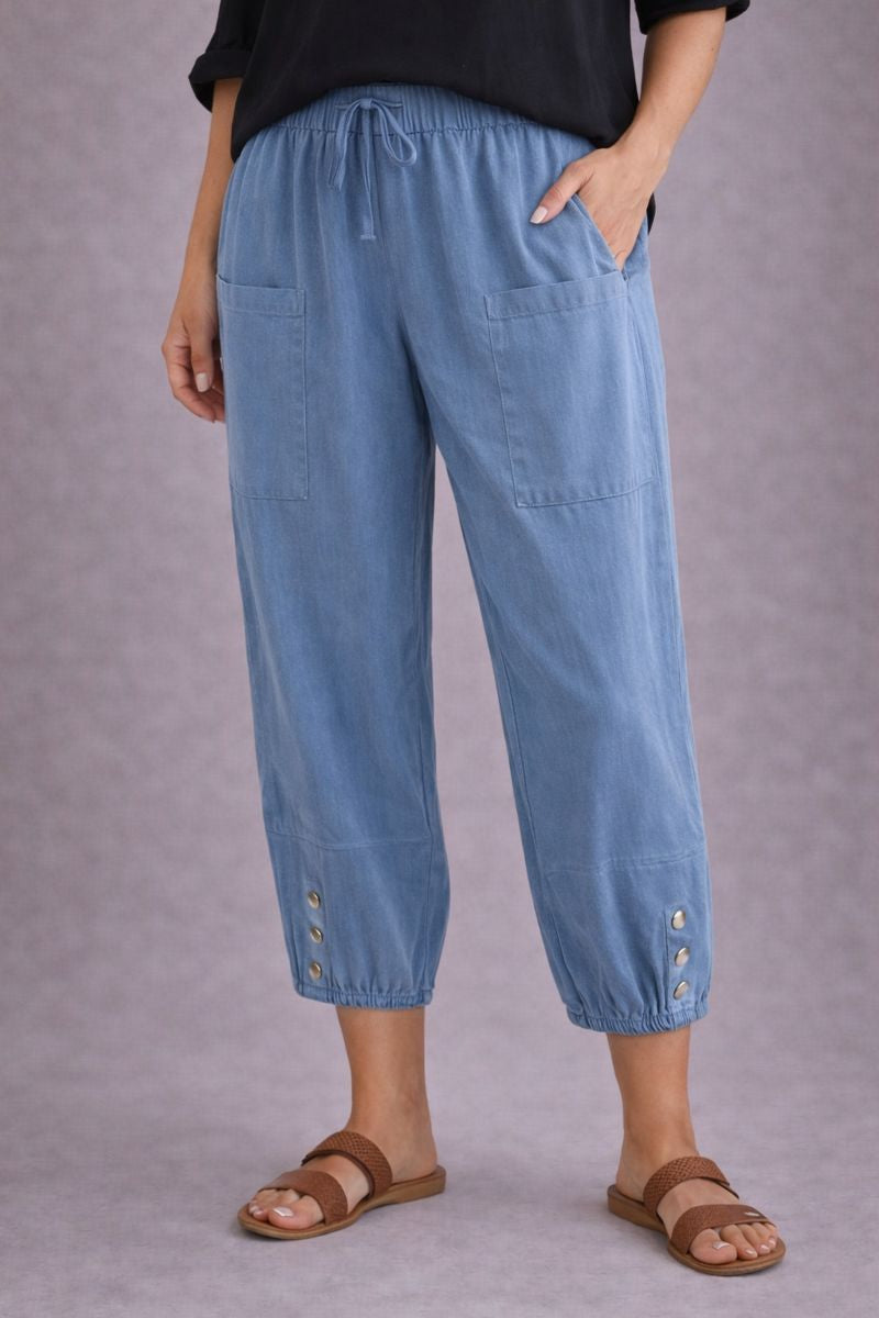 Button Hem Casual Pants