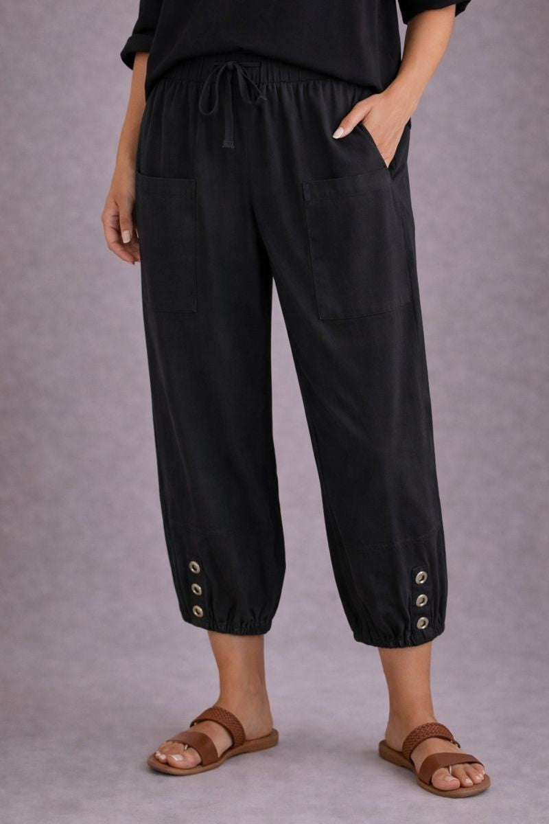 Button Hem Casual Pants