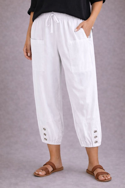 Button Hem Casual Pants