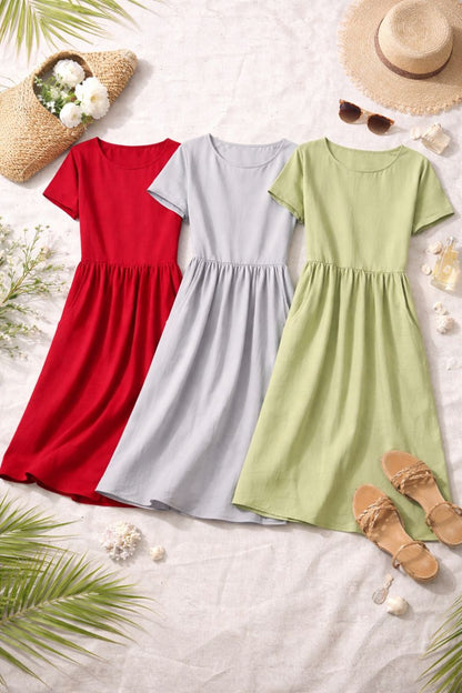 Pauline | Relaxed Short-Sleeve Midi Dress