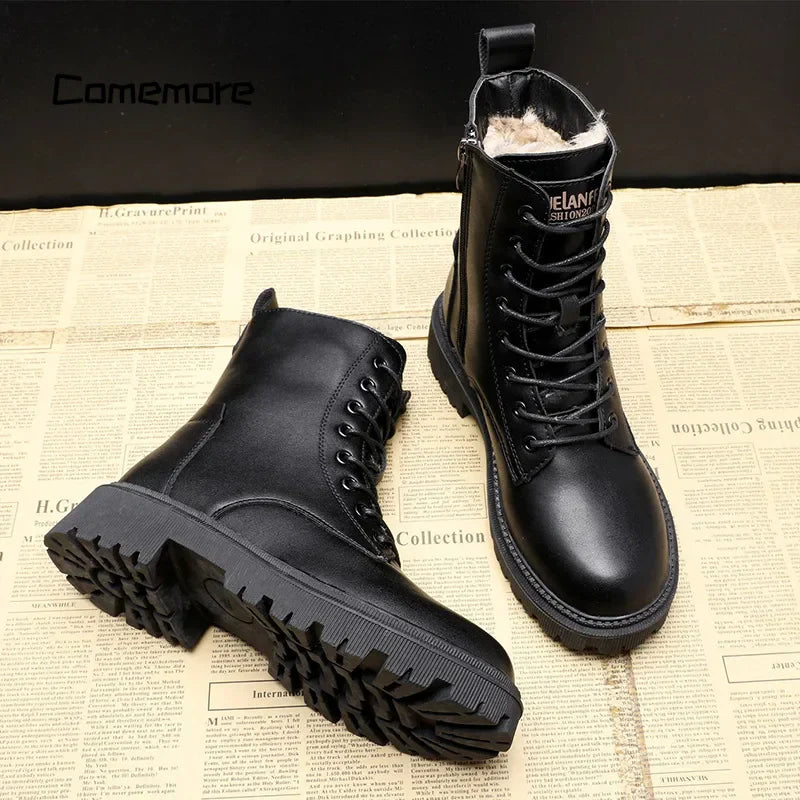 Ava™ Black Leather Winter Boots