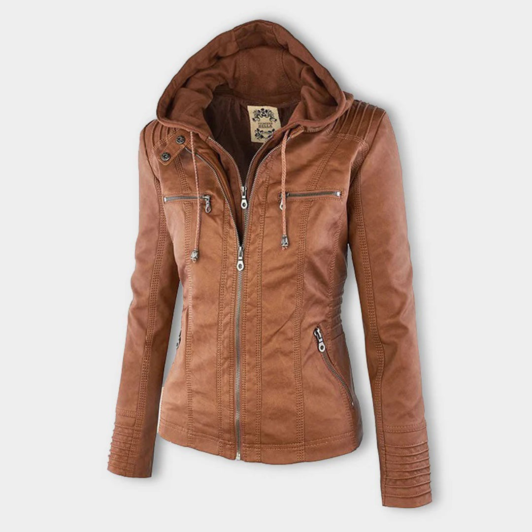 Olive™ - Waterproof Women's Leather Jacket with Hood