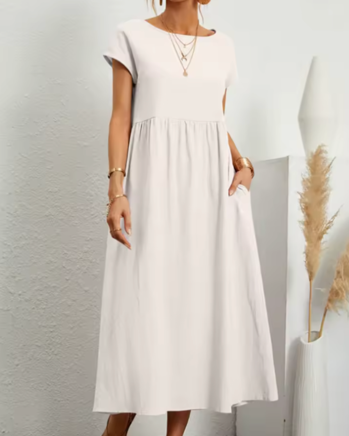 Pauline | Relaxed Short-Sleeve Midi Dress