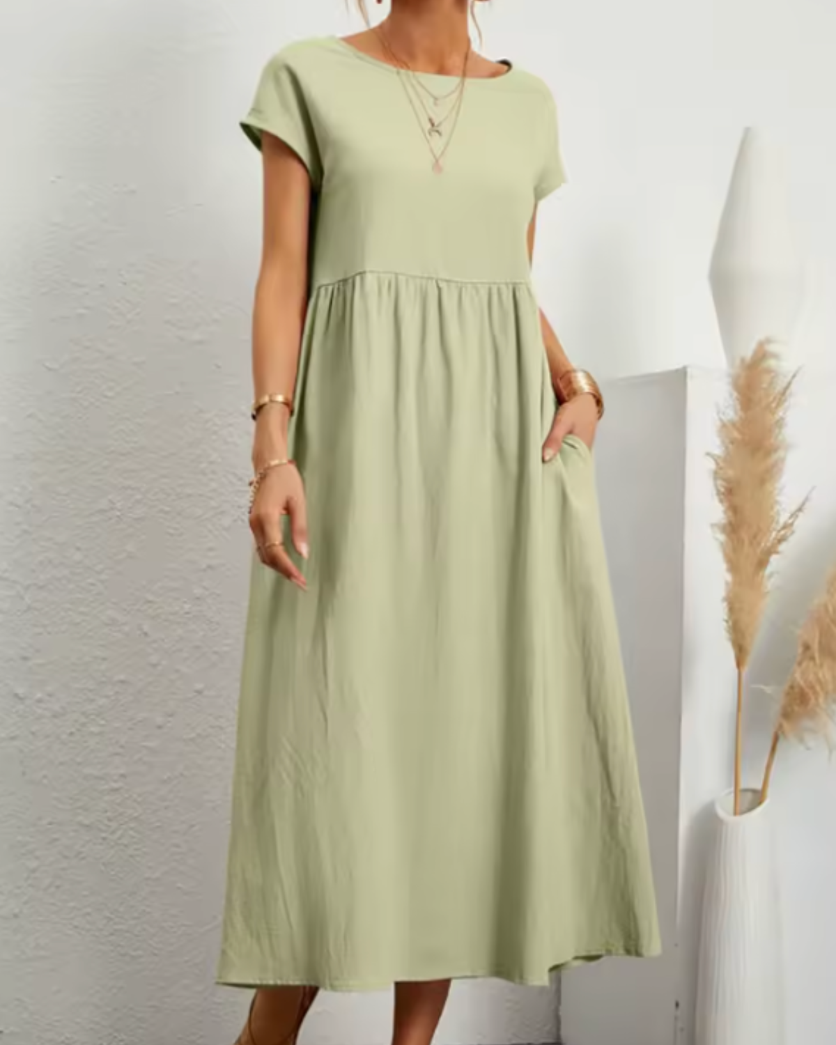 Pauline | Relaxed Short-Sleeve Midi Dress