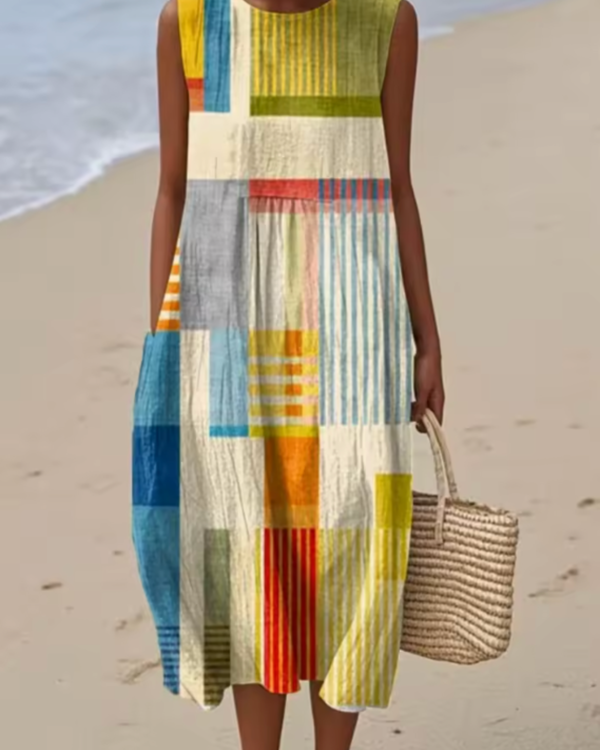 Robin | Bohemian Patchwork Sleeveless Beach Dress