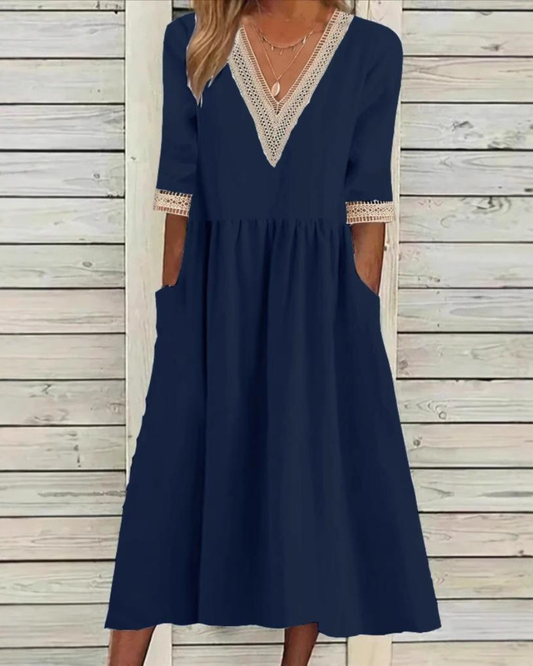 Olivia | Lace Collar Mid-Length Dress