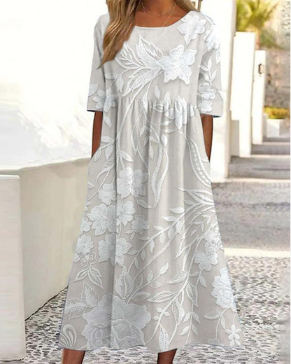 Louise | Classic White Midi Dress