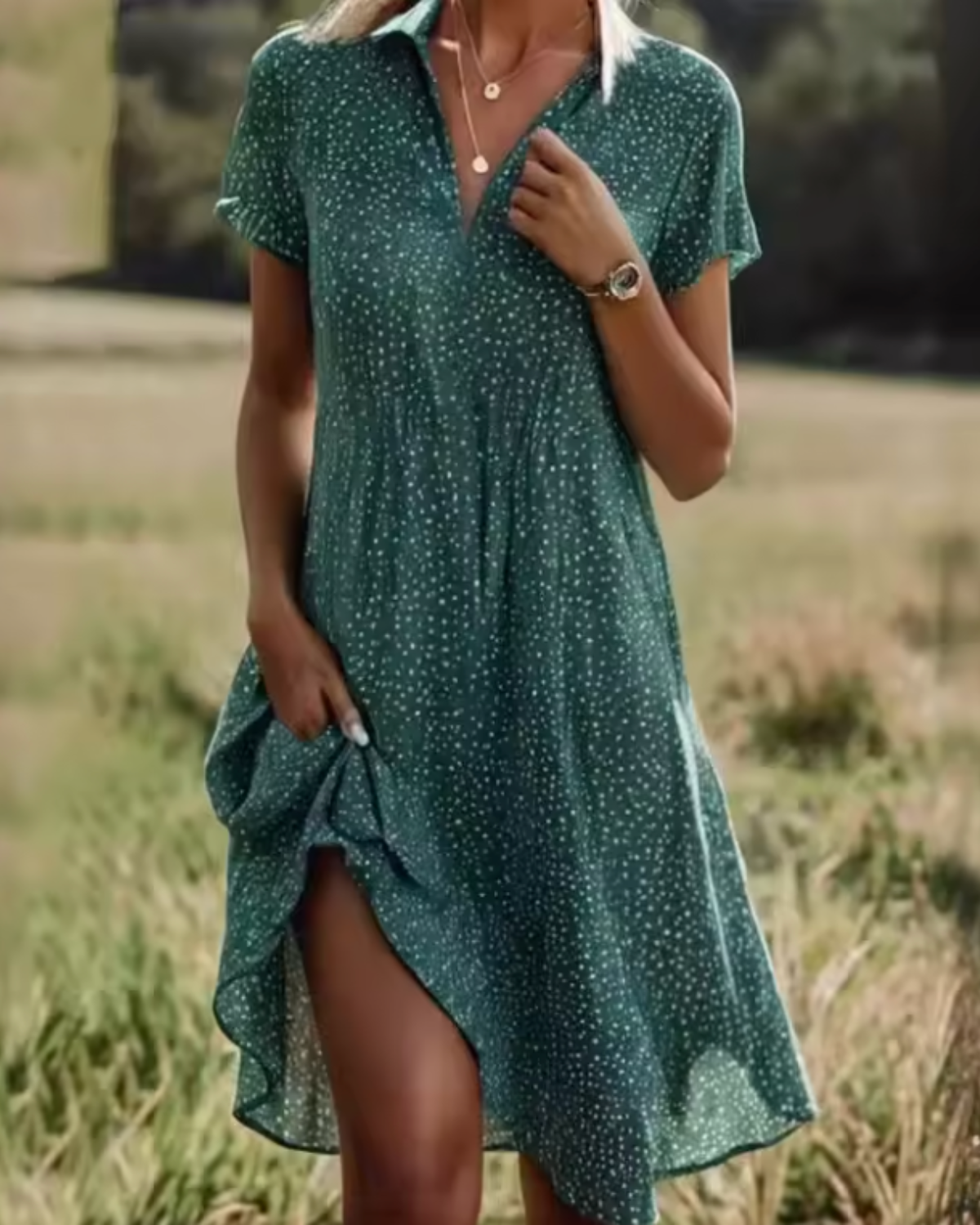 Christel | Casual Button-Up Short Sleeve Shirt Dress