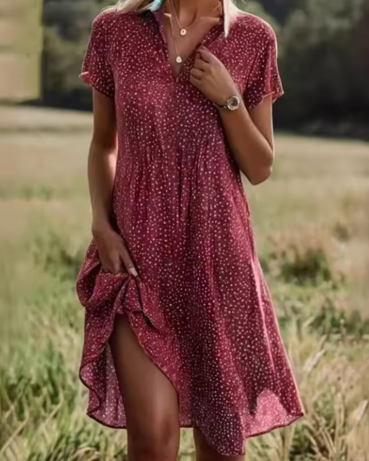 Christel | Casual Button-Up Short Sleeve Shirt Dress