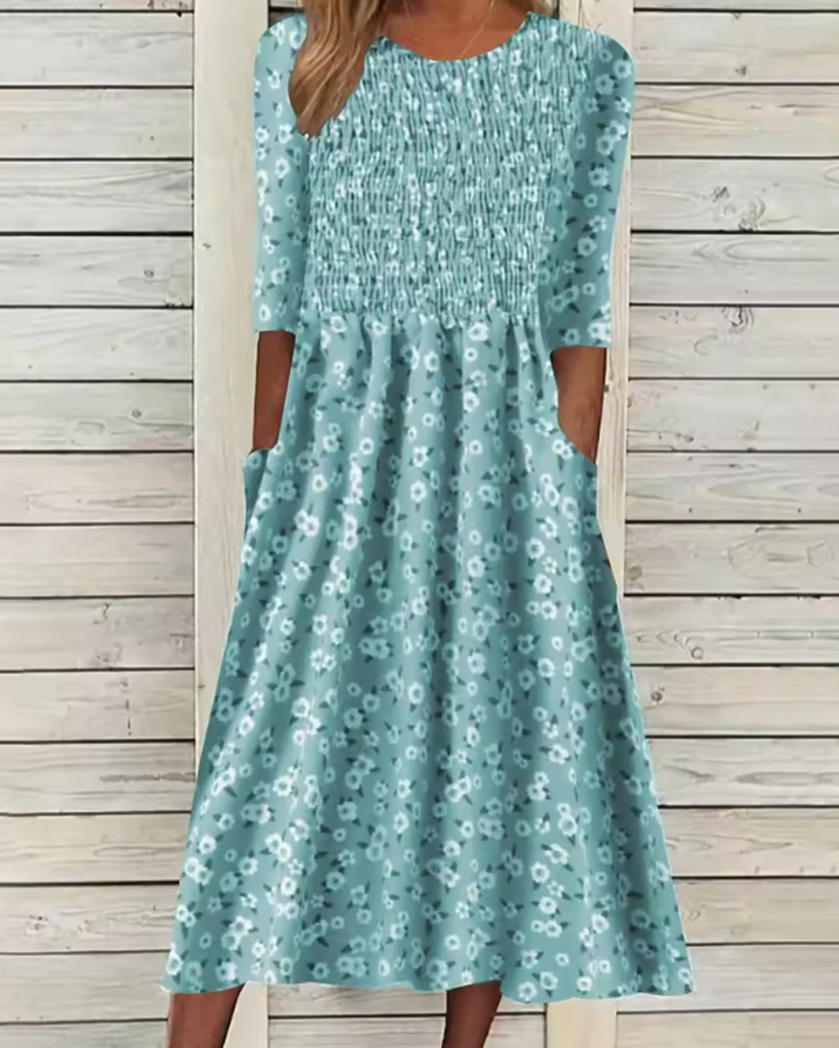 Sandra | Smocked Floral Puff Sleeve Midi Dress