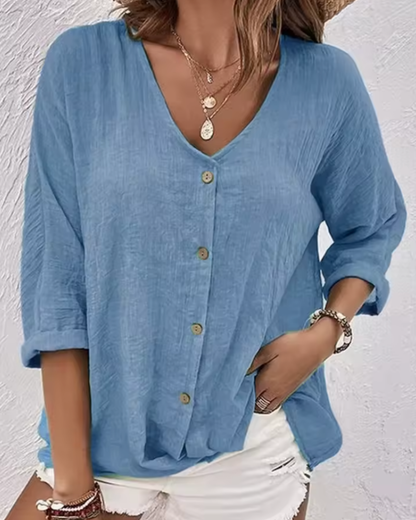 Casual Button-Front Blouse