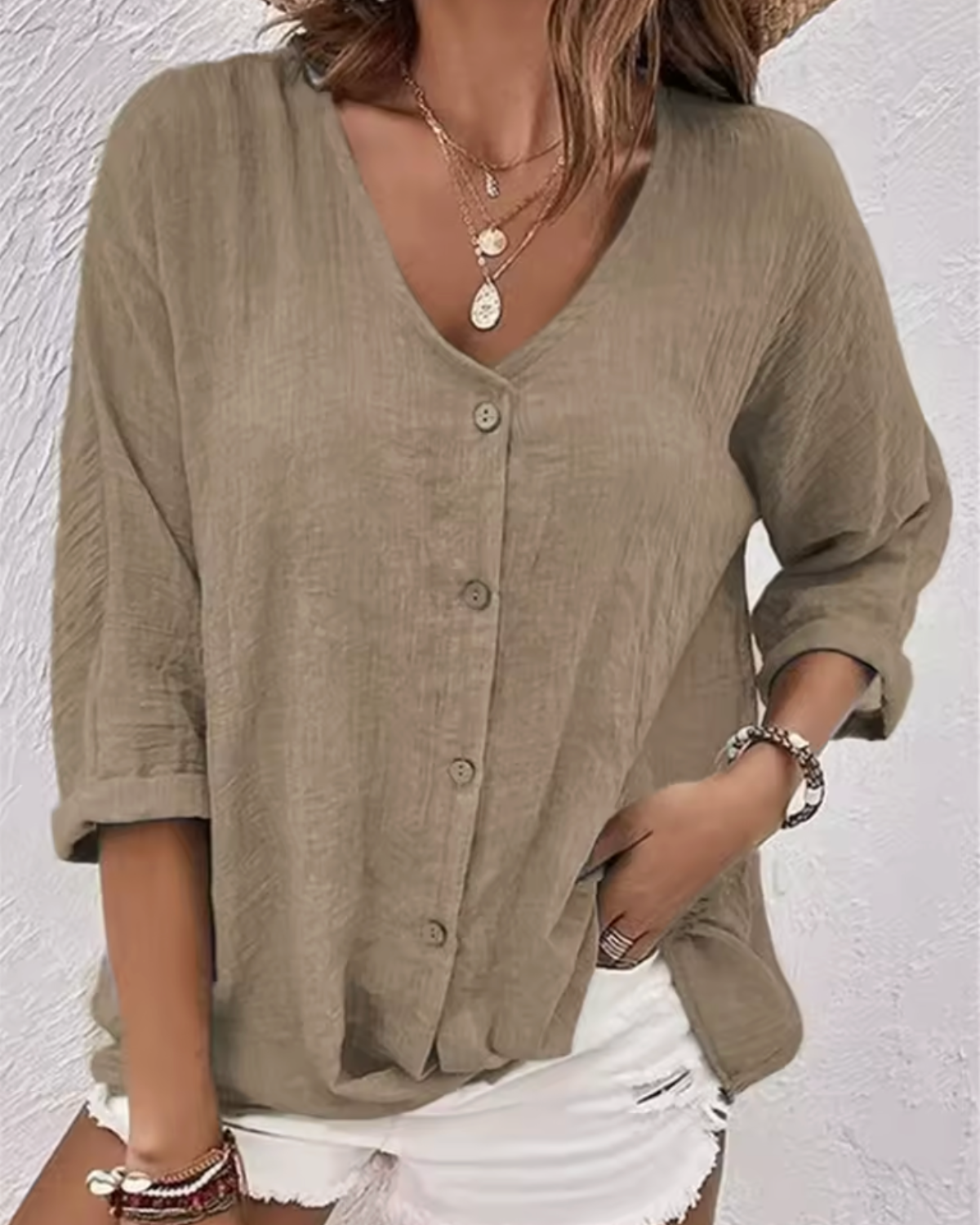 Casual Button-Front Blouse