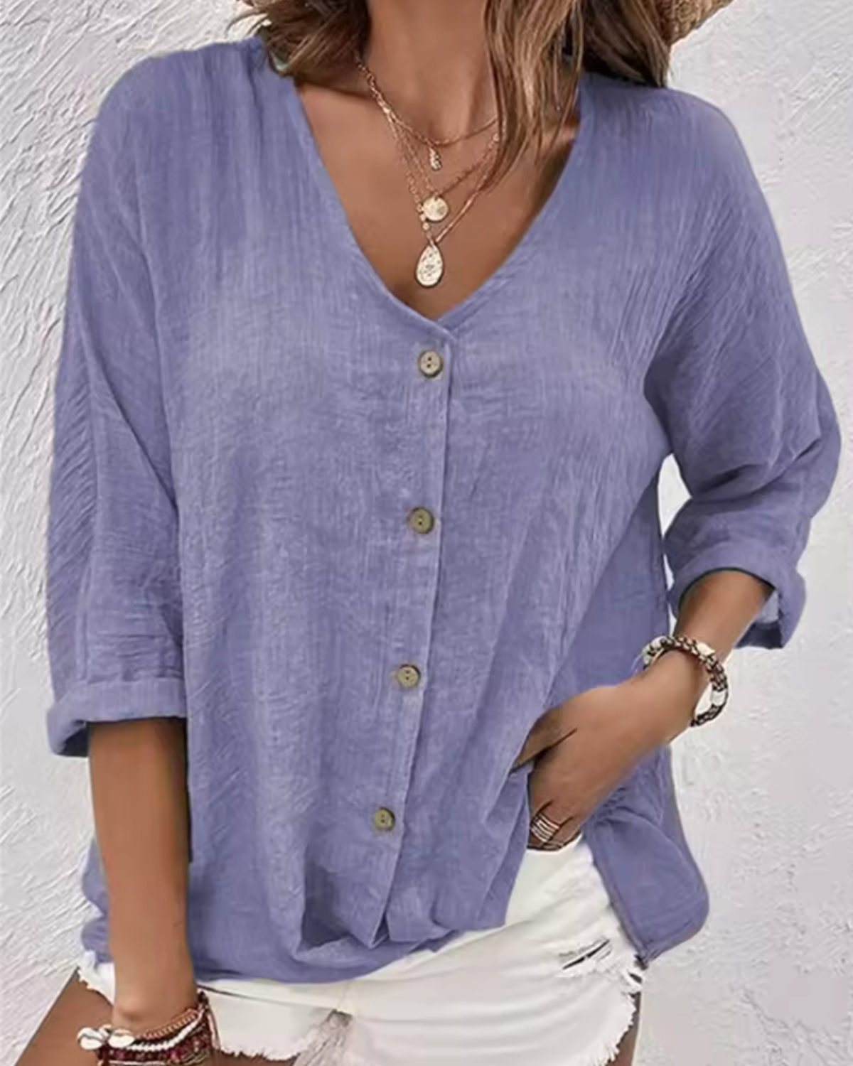 Casual Button-Front Blouse