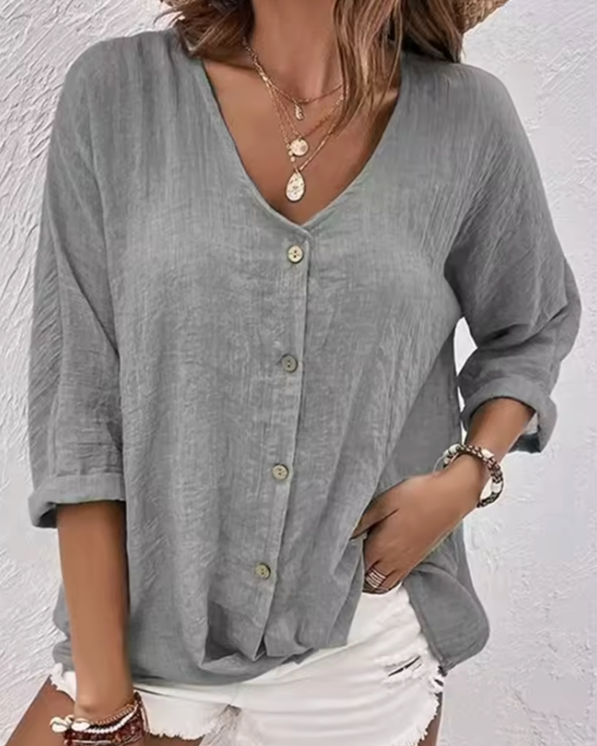 Casual Button-Front Blouse