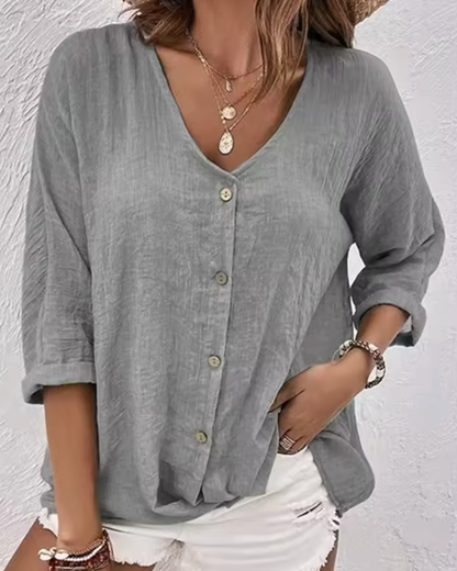 Casual Button-Front Blouse