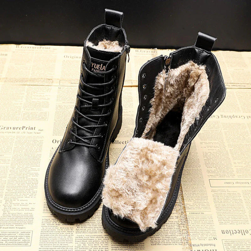 Ava™ Black Leather Winter Boots