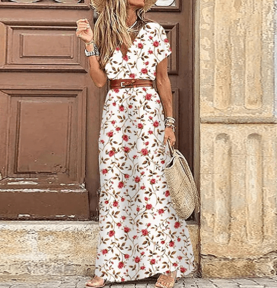 Luna | V-Neck Boho Maxi Dress