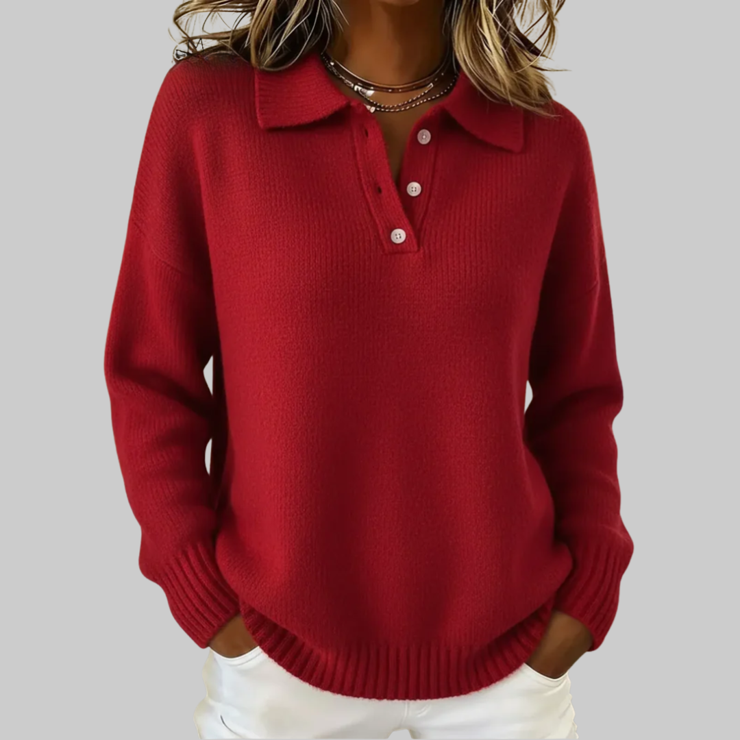 Emma | Soft Knit Polo Sweater