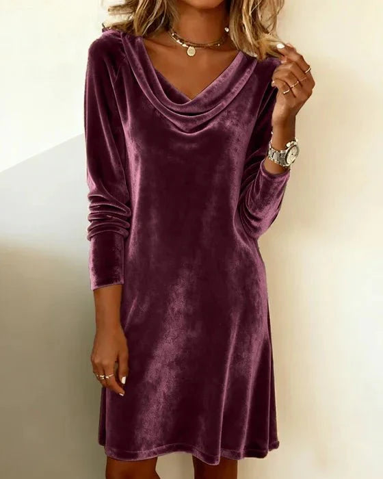 Frosina | Velvet Drape Dress
