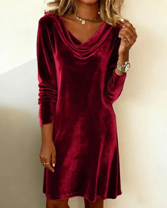 Frosina | Velvet Drape Dress