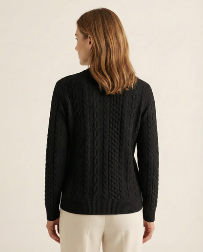 Cable-Knit Front Zip Sweater