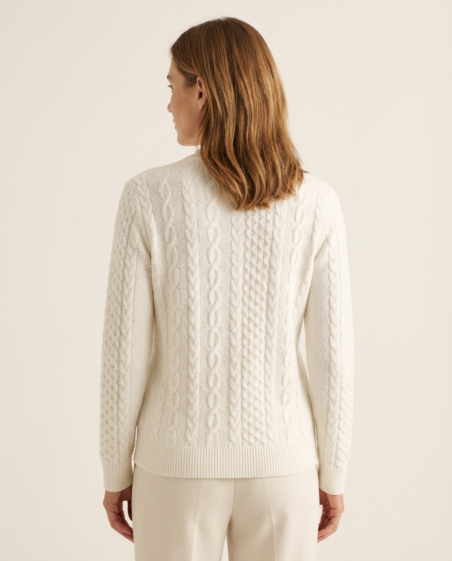 Cable-Knit Front Zip Sweater