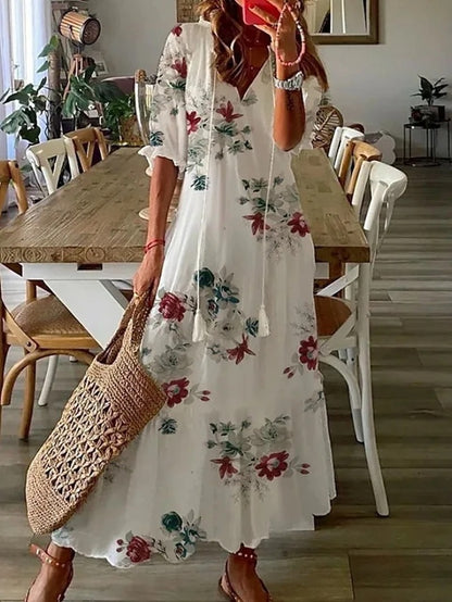Annie | Boho Maxi Dress with Flattering Tummy Coverage